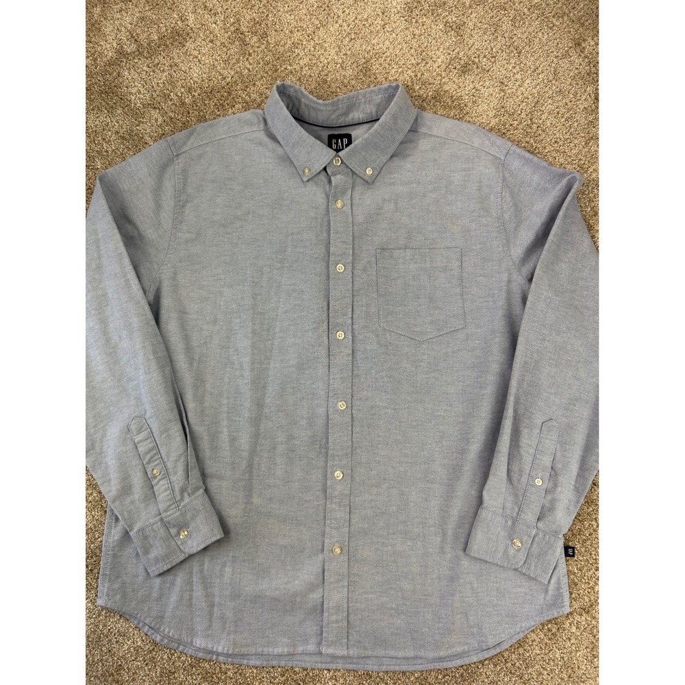Gap Mens XL Light Blue Oxford Button Down Shirt Long Sleeve Cotton Stretch